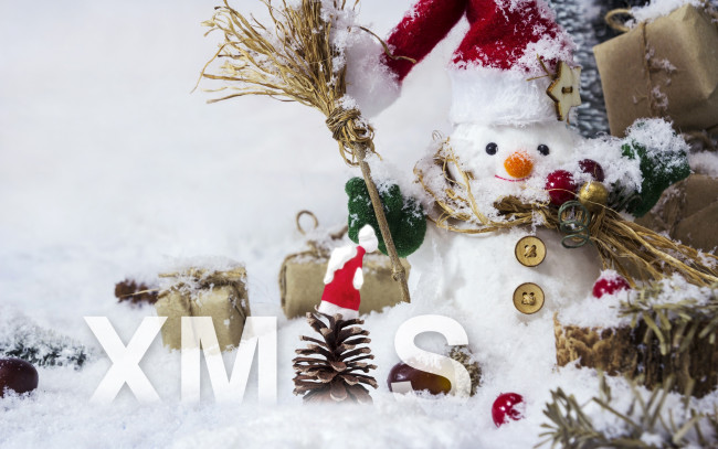 Обои картинки фото праздничные, снеговики, снеговик, зима, снег, snow