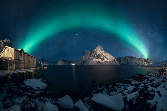 Обои картинки фото природа, северное сияние, простор