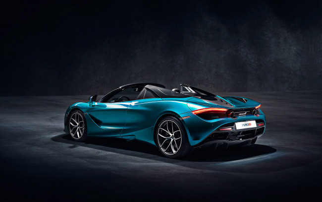 Обои картинки фото 2019 mclaren 720s spider, автомобили, mclaren, вид, сзади, 710hp, макларен, британские, суперкары, синий, новый, родстер, экстерьер
