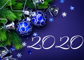 Картинка праздничные украшения колокольчики ёлка шары цифры