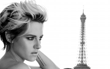 Картинка девушки kristen+stewart башня тату актриса лицо черно-белая