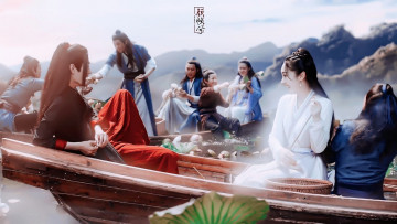 Картинка кино+фильмы the+untamed вэй усянь цзян яньли люди лодки озеро лотосы