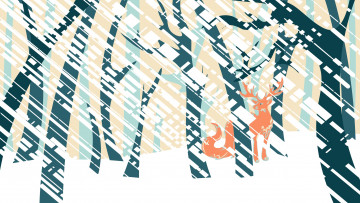 обоя векторная графика, животные , animals, лес, снег, зверь