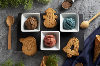 Картинка праздничные угощения рождество еда печенье натюрморт ель специи ложка