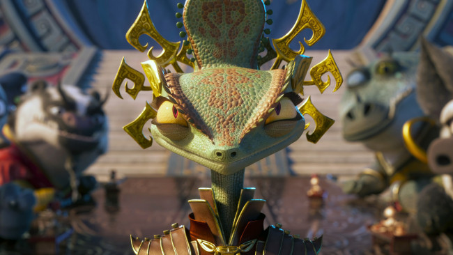 Обои картинки фото kung fu panda 4 ,  2024 , мультфильмы, kung fu panda 4, кунг, фу, панда, четверая, часть, viola, davis, chameleon, озвучка, кадры, персонаж