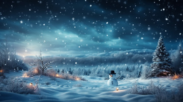 обоя праздничные, снеговики, новогодняя