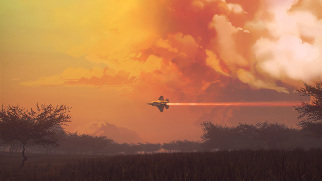 Обои картинки фото авиация, 3д, рисованые, v-graphic, истребитель