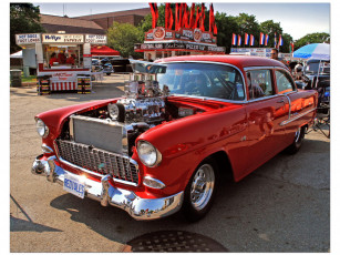 Картинка rediqles 55 chevy автомобили выставки уличные фото