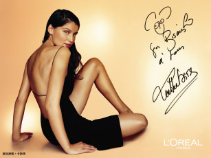 обоя бренды, l`oreal, платье, спина, ноги, брюнетка, модель, летиция каста, laetitia casta