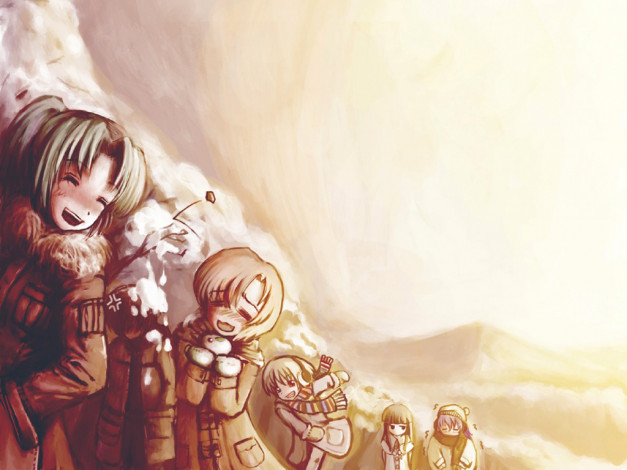 Обои картинки фото аниме, higurashi, no, naku, koro, ni, ryuuguu, rena, houjou, satoko, furude, rika, hanyuu, sonozaki, mion, maebara, keiichi