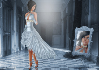 Картинка 3д графика people люди платье зеркало девушка