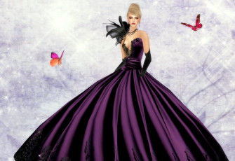 Картинка 3д графика people люди бабочки платье девушка