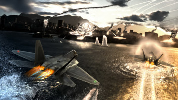 Картинка tom clancys видео игры clancy`s город дым огонь атака истребители