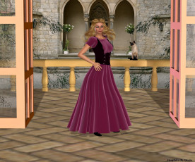 Картинка 3д+графика people+ люди девушка взгляд дверь кот