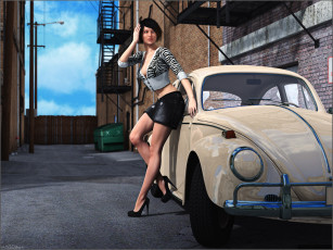 Картинка автомобили 3д автомобиль девушка