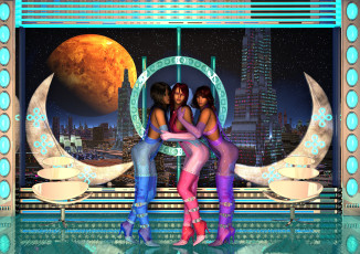 Картинка 3д+графика fantasy+ фантазия космос девушки