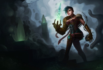 Картинка фэнтези девушки девушка кристаллы доспехи магия мир иной