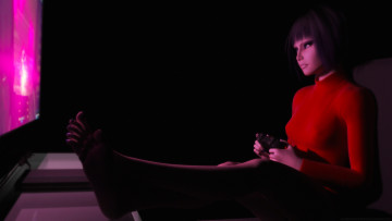 Картинка 3д+графика people+ люди девушка джойстик