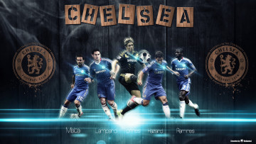 Картинка спорт 3d рисованные chelsea футбольный клуб mata lampard torres hazard ramires эмблема