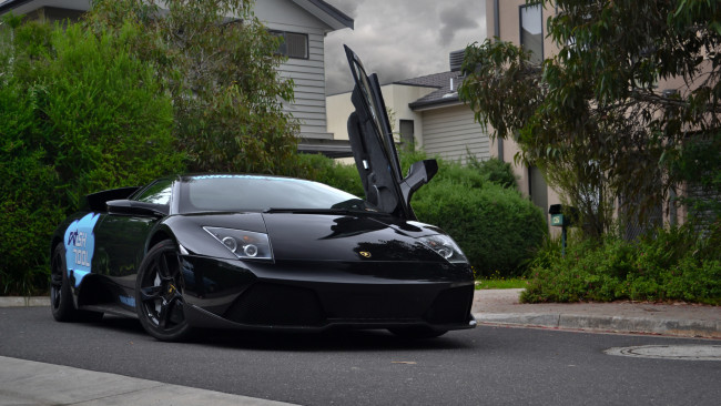 Обои картинки фото автомобили, lamborghini, black, murcielago