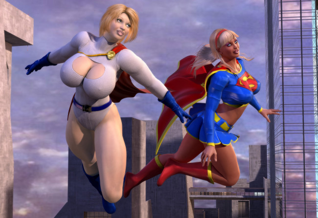 Обои картинки фото 3д графика, fantasy , фантазия, супермены, девушки