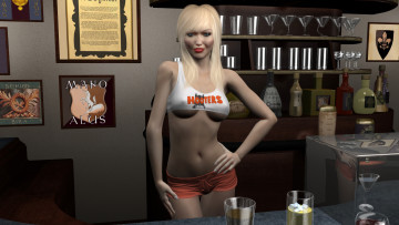 Картинка 3д+графика люди+ people девушка взгляд фон блондинка