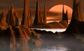 Картинка 3д+графика природа+ nature горы планета озеро