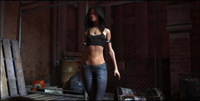 Обои картинки фото 3д графика, люди , people, девушка, взгляд, фон