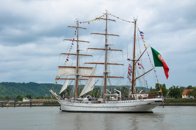 Обои картинки фото sagres, корабли, парусники, мачты, корабль, вымпел, паруса