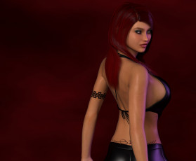 Картинка 3д+графика люди+ people взгляд девушка фон рыжая