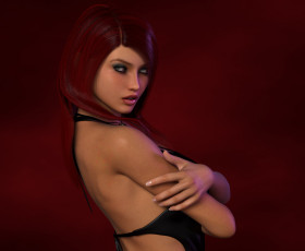 Картинка 3д+графика люди+ people рыжая фон взгляд девушка