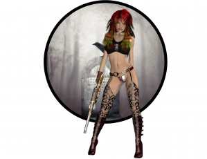 обоя 3д графика, люди , people, девушка, фон, взгляд, автомат