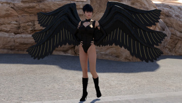 Картинка 3д+графика существа+ creatures демон взгляд девушка фон