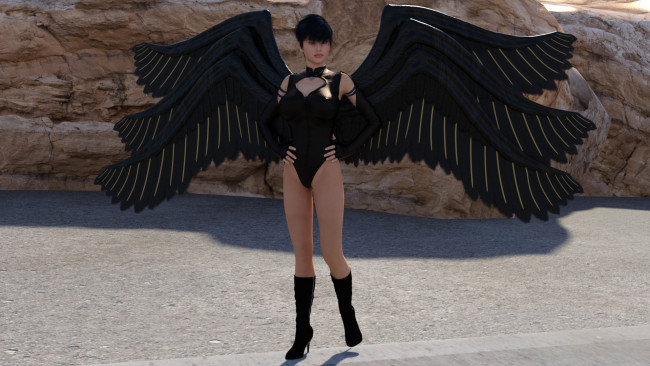 Обои картинки фото 3д графика, существа , creatures, демон, взгляд, девушка, фон