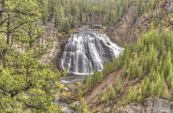 Картинка природа водопады лес река водопад