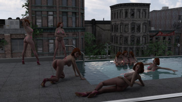 Картинка 3д+графика люди+ people взгляд фон девушки