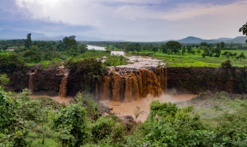 Картинка природа водопады лес река водопад