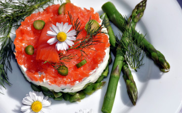 Картинка еда салаты +закуски ромашка лосось укроп спаржа