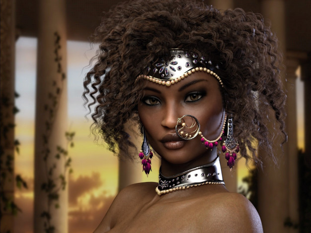 Обои картинки фото 3д графика, портрет , portraits, фон, девушка, взгляд