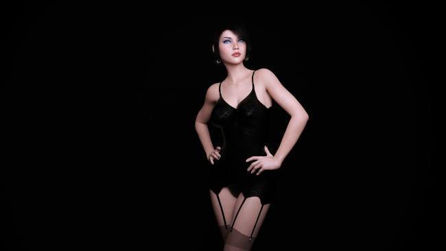 Обои картинки фото 3д графика, люди , people, девушка, взгляд, фон