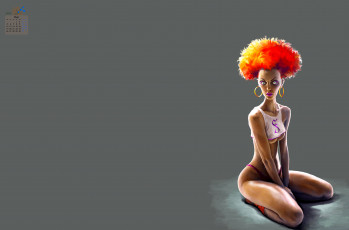 Картинка календари рисованные +векторная+графика 2018 женщина шевелюра взгляд