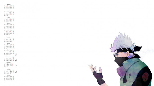 Обои картинки фото календари, аниме, 2018, парень, взгляд