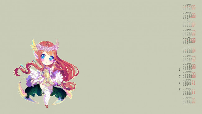 Обои картинки фото календари, аниме, 2018, взгляд, девочка