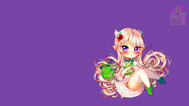 Обои картинки фото календари, аниме, девочка, 2018, рюкзак, взгляд