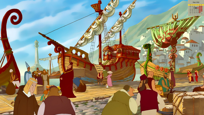 Обои картинки фото календари, кино,  мультфильмы, корабль, порт, 2018, люди