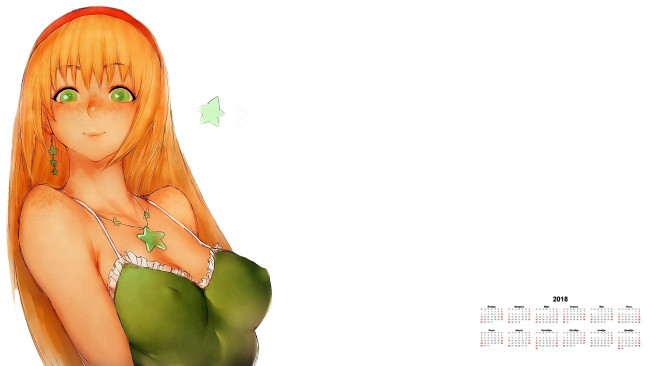 Обои картинки фото календари, рисованные,  векторная графика, 2018, взгляд, девушка