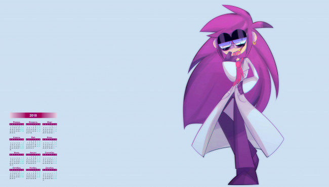 Обои картинки фото календари, аниме, очки, 2018, взгляд