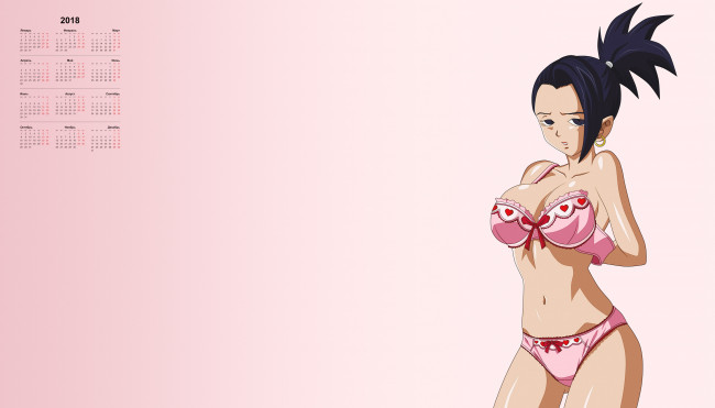 Обои картинки фото календари, аниме, 2018, взгляд, девушка