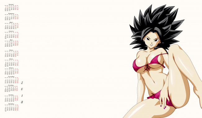 Обои картинки фото календари, аниме, взгляд, 2018, девушка