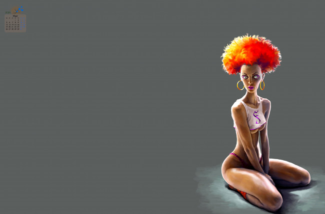 Обои картинки фото календари, рисованные,  векторная графика, 2018, женщина, шевелюра, взгляд